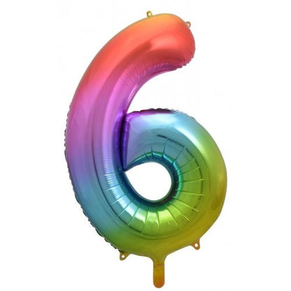 Number 6 Helium Foil Balloon - Assorted Colours