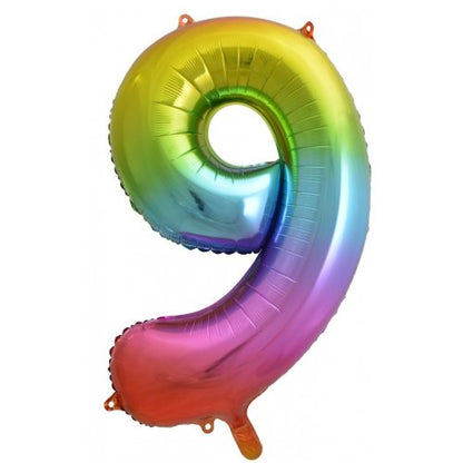 Number 9 Helium Foil Balloon - Assorted Colours