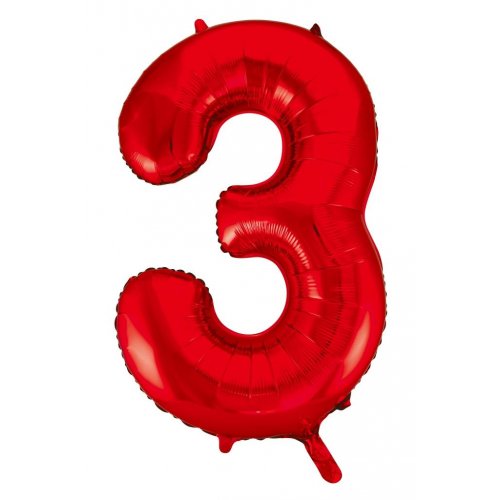 Number 3 Helium Foil Balloon - Assorted Colours