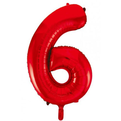 Number 6 Helium Foil Balloon - Assorted Colours