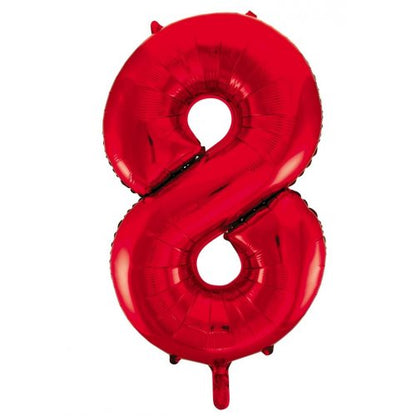 Number 8 Helium Foil Balloon - Assorted Colours