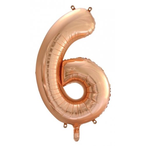 Number 6 Helium Foil Balloon - Assorted Colours