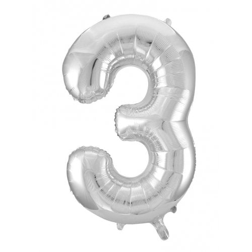 Number 3 Helium Foil Balloon - Assorted Colours