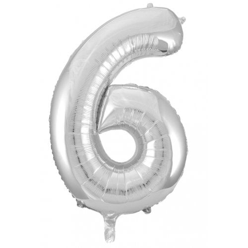 Number 6 Helium Foil Balloon - Assorted Colours