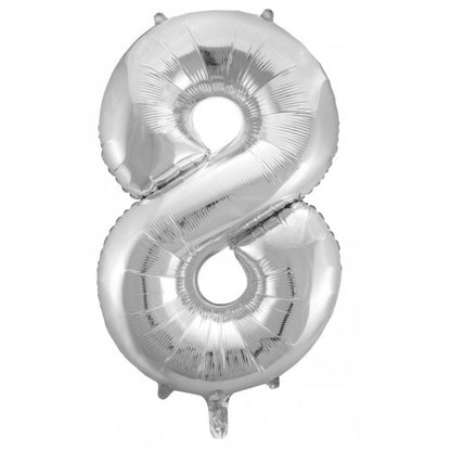 Number 8 Helium Foil Balloon - Assorted Colours