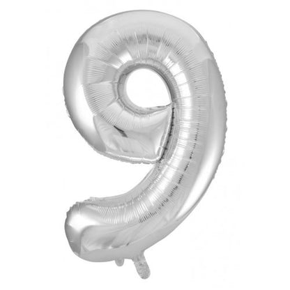 Number 9 Helium Foil Balloon - Assorted Colours