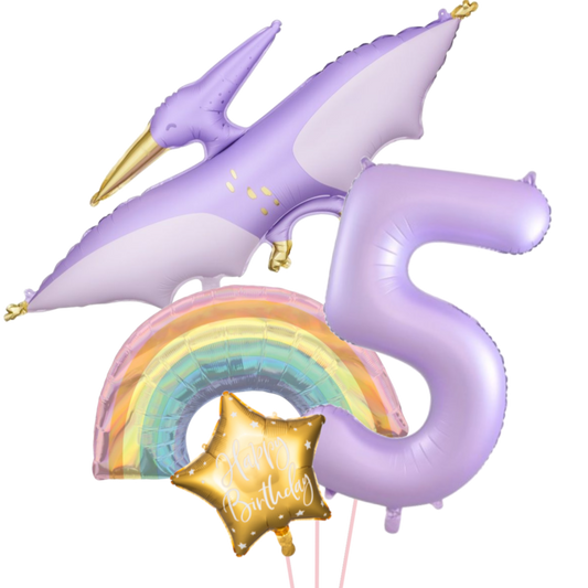 Custom Pastel Dinosaur Rainbow Birthday Bunch