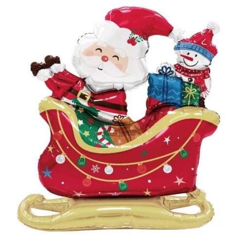 Air-Filled Standing Santa on Sleigh