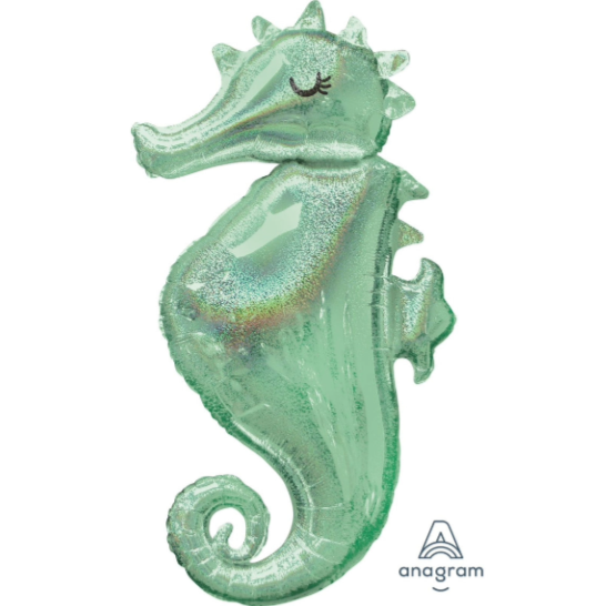 Holographic Seahorse Foil Balloon