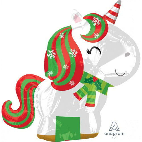 Christmas Unicorn Foil Balloon
