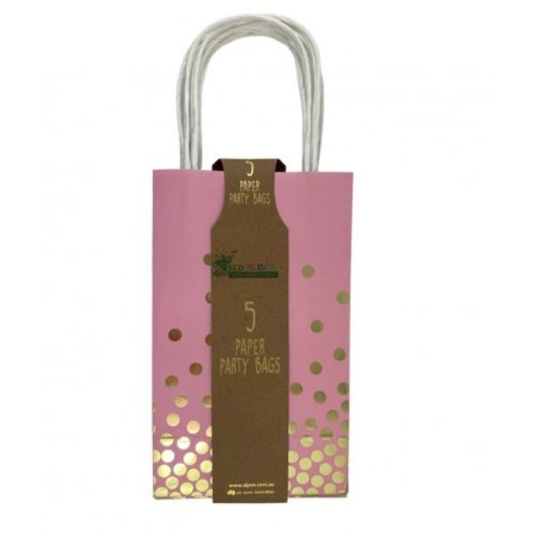 Picture of Pink & Gold Dot Paper Party Bag 5pk