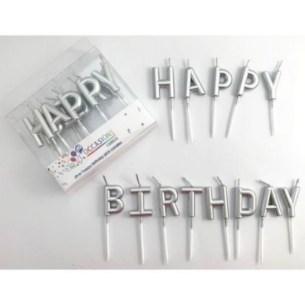 Picture of Happy Birthday Candles Silver