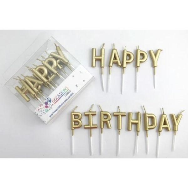 Picture of Happy Birthday Candle Gold