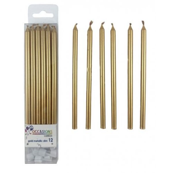 Picture of Gold Slim Candles 12pk
