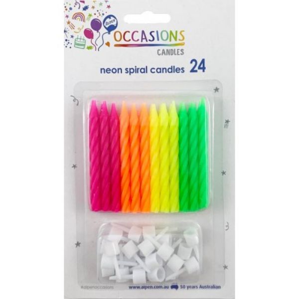 Picture of Neon Spiral Candles 24pk