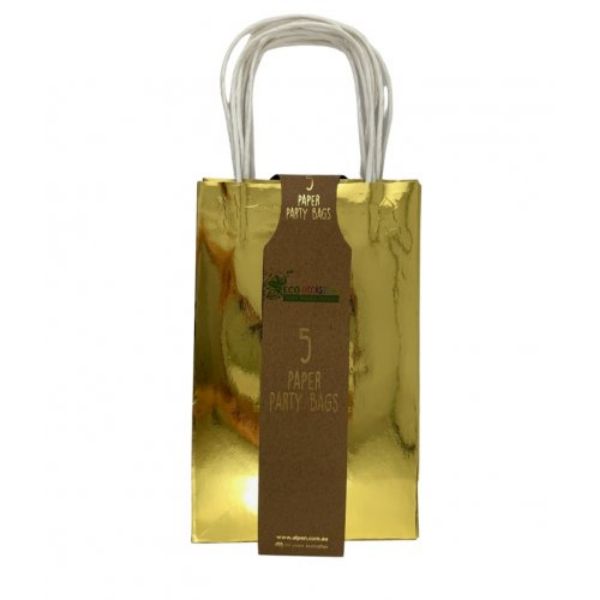 Picture of Metallic Gold Paper Party Bag 5pk