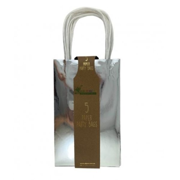 Picture of Metallic Silver Paper Party Bag 5pk