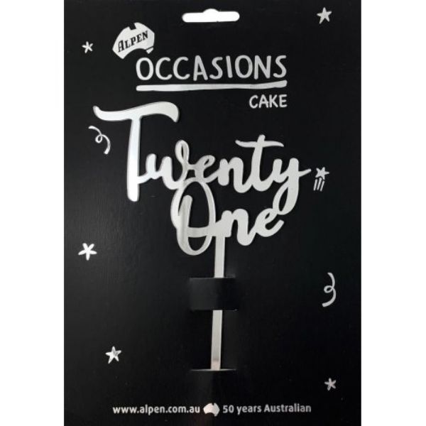 Picture of Twenty One Cake Topper Silver