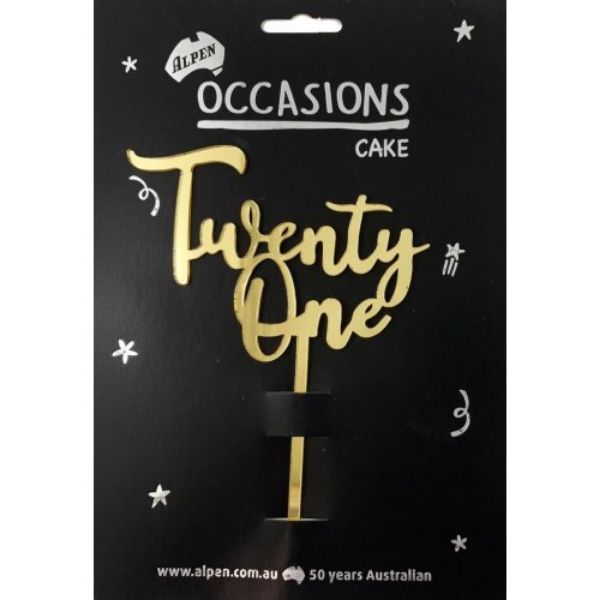 Picture of Twenty One Cake Topper Gold