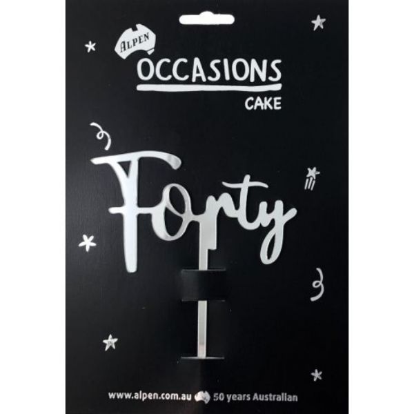 Picture of Forty Cake Topper Silver
