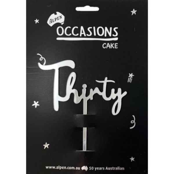 Picture of Thirty Cake Topper Silver